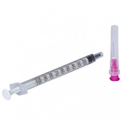 Seringi 1ml -  cu ac 25G detasabil pentru insulina