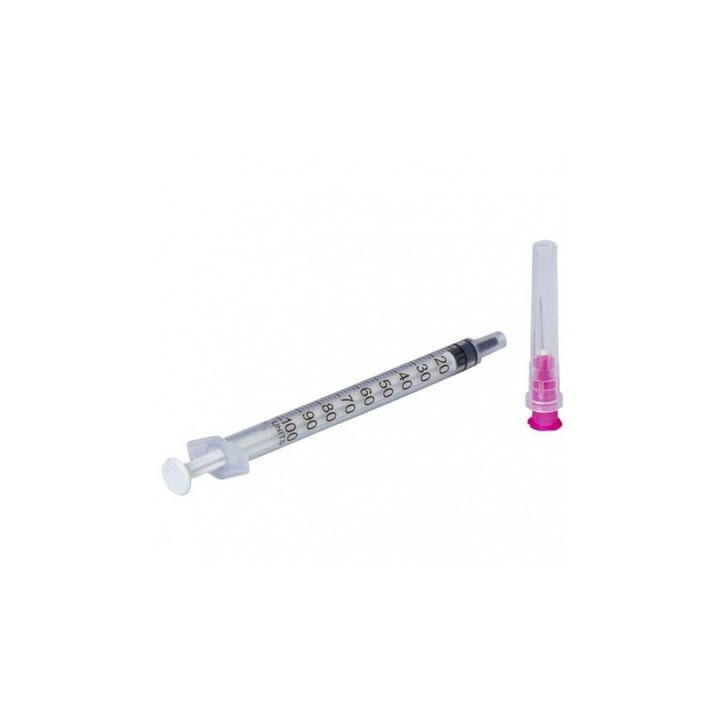 Seringi 1ml -  cu ac 25G detasabil pentru insulina